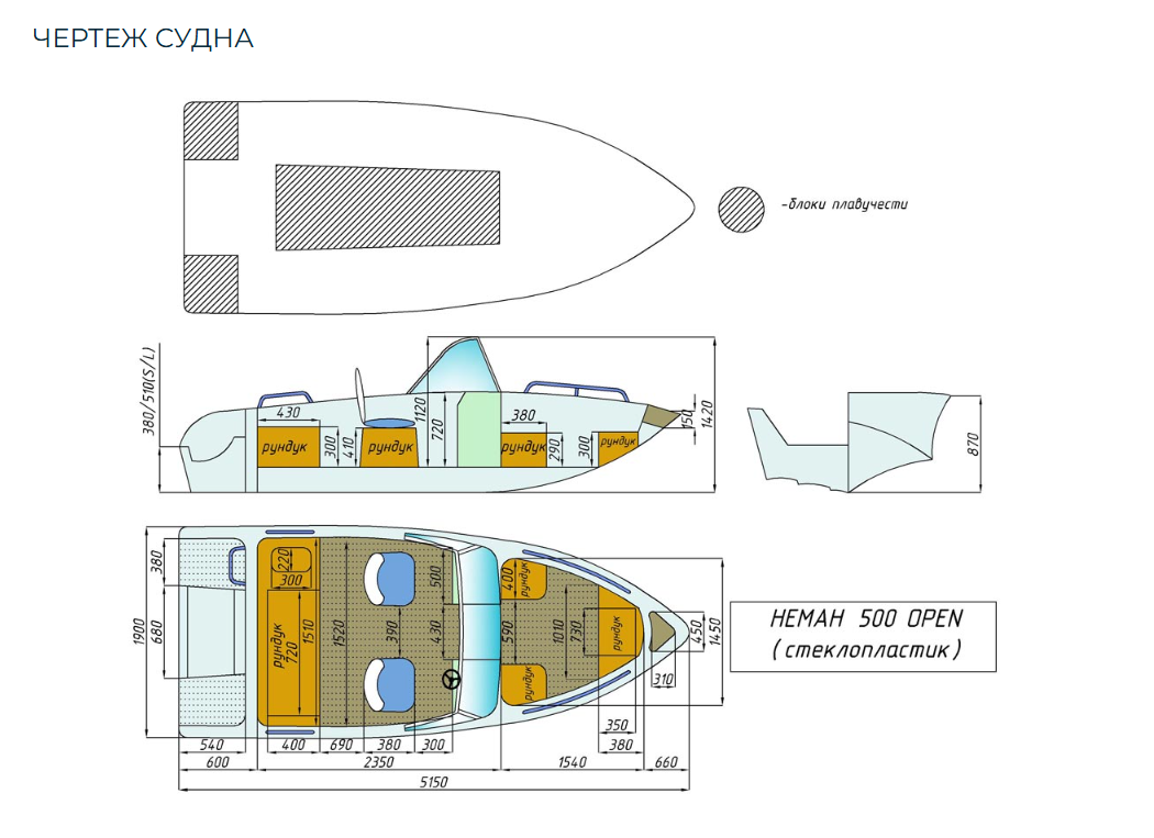 Стеклопластиковый катер Neman-500 Open в Сызрани